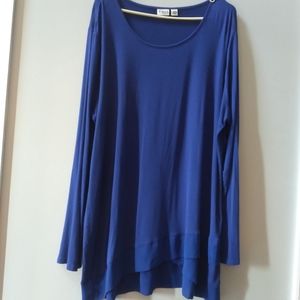 Cato woman size 22/24 dark blue blouse  long sleeve asymmetrical hemline